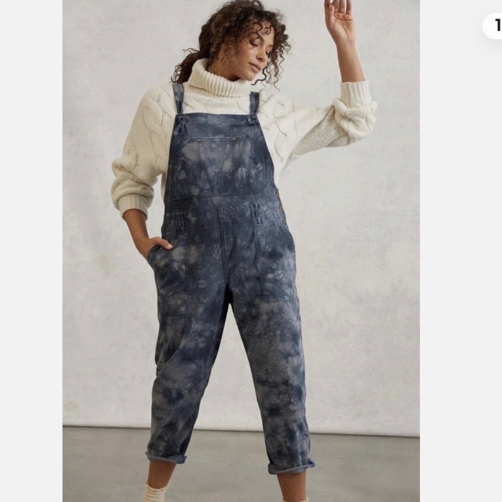 Anthropologie overalls Womens 27P Grey Tie Dye Utility twill quiet luxury Y2K - Picture 3 of 8
